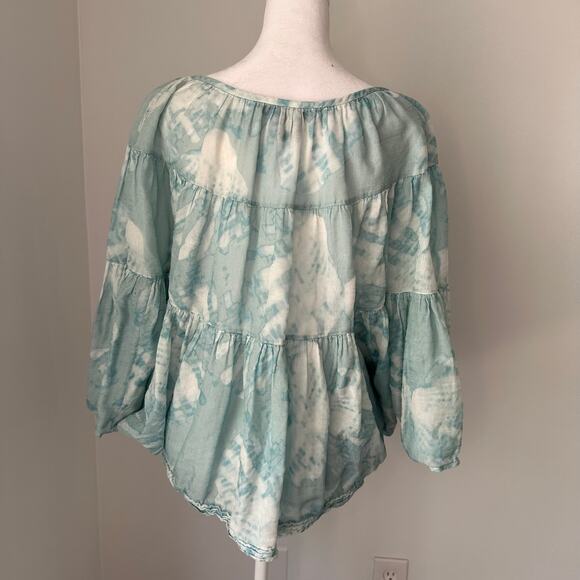 Lafayette 148 blue & white tie-dye loose top size M - Picture 4 of 12